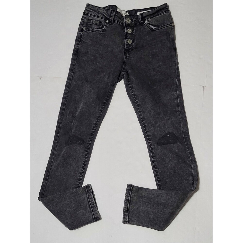 Jessica Simpson Mid-Rise ROLL CUFF  Skinny Jeans GIRLS 12 BLACK